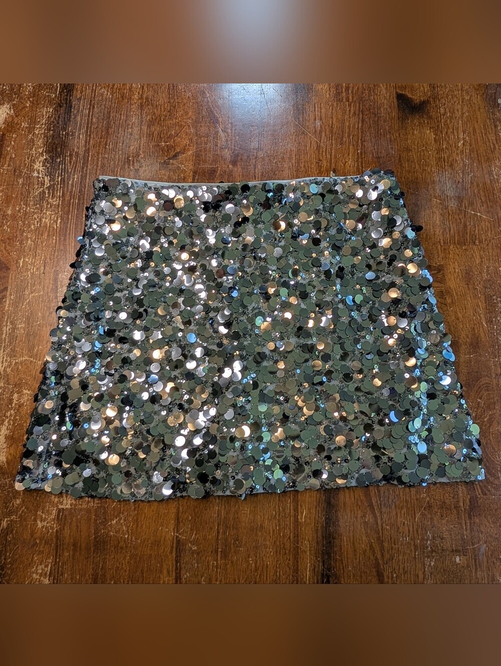 Abercrombie & Fitch Sequin Mini Skort Womens Medium Silver Blue Flashy Clubwear